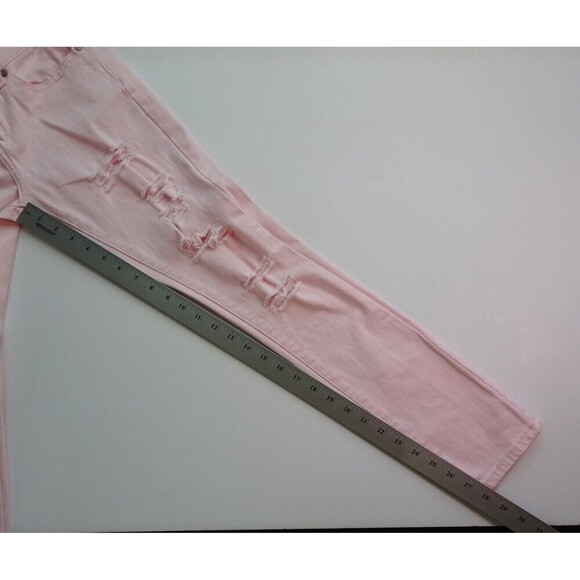 VIP JEANS Women's Skinny Jeans Distressed Denim Slim Stretch Pink Juniors 3/4 - Picture 8 of 12